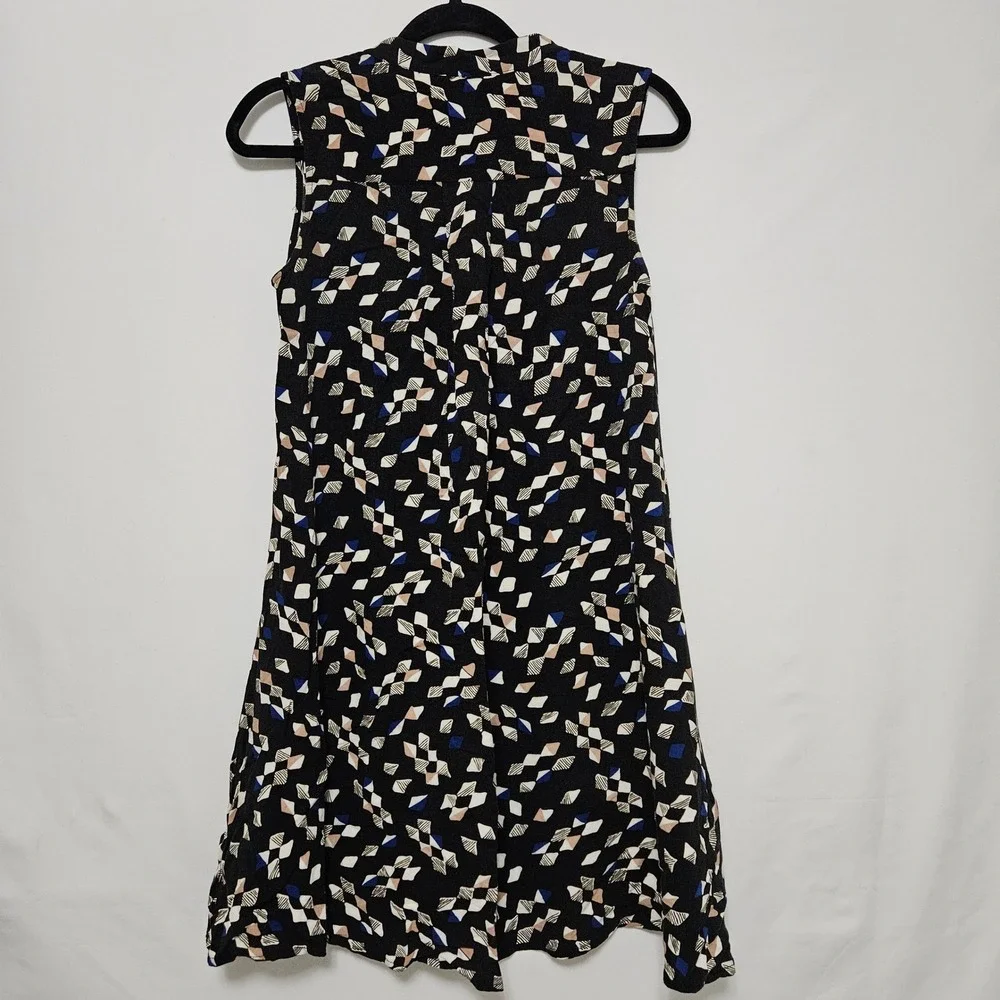 Maeve Art Girl Indie Abstract Drapey Shirt Dress Black White Rayon Sleeveless Sm - Picture 2 of 6